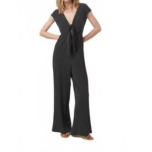 NEW PROJECT SOCIAL T lowa tie-front rib jumpsuit in black